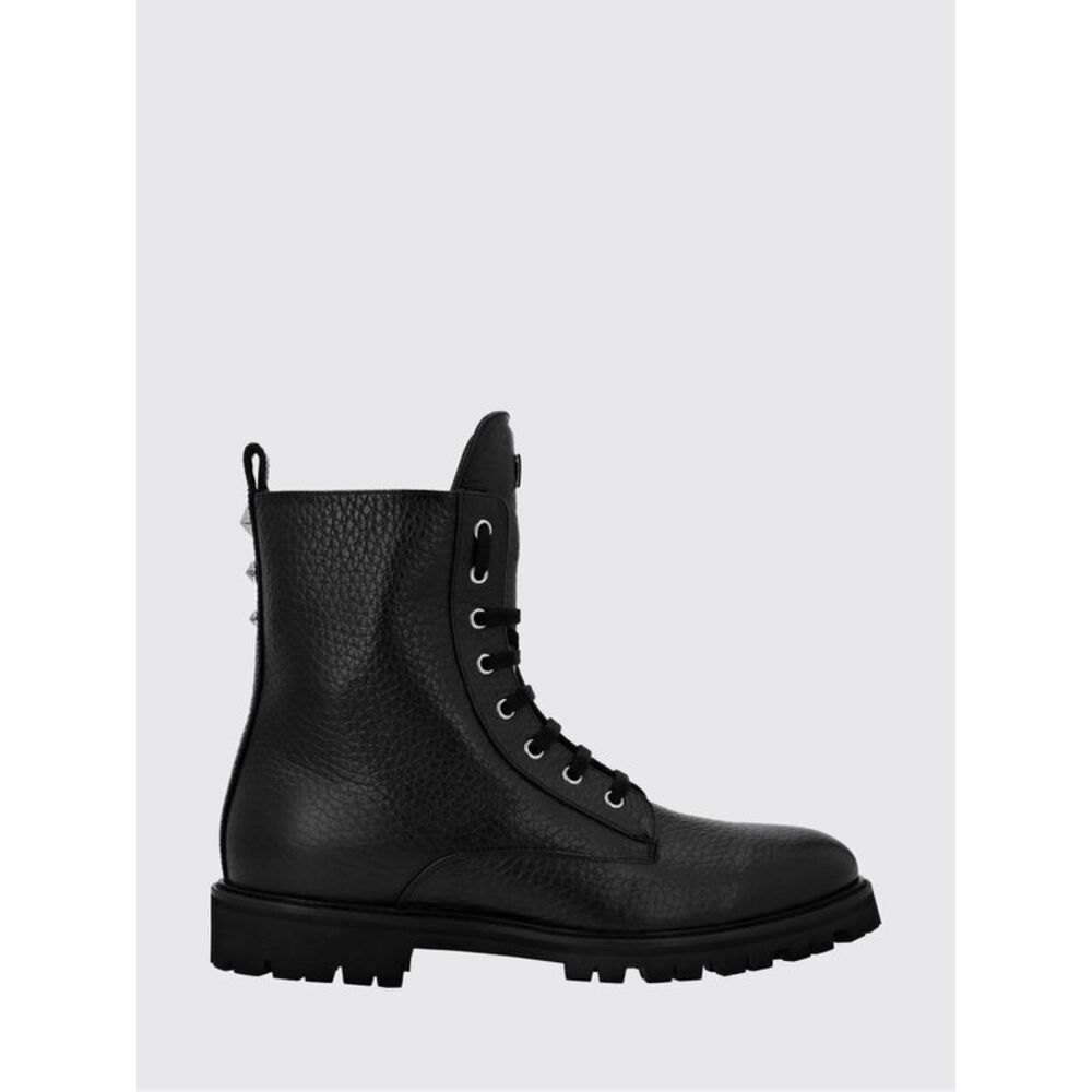 Philipp Plein Lace-Up Grained Leather Combat Boots With Lug Sole